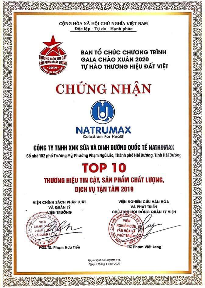 Chứng nhận natrumax