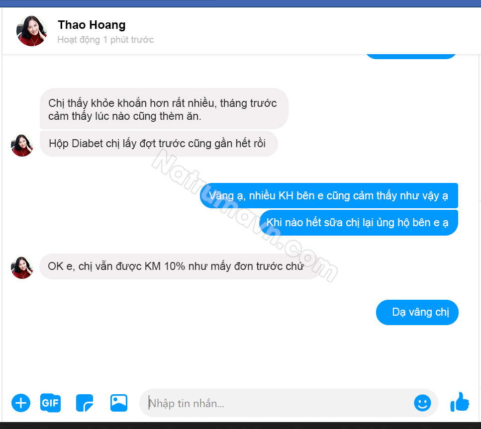 Phản hồi về sữa non Natrumax Diabet