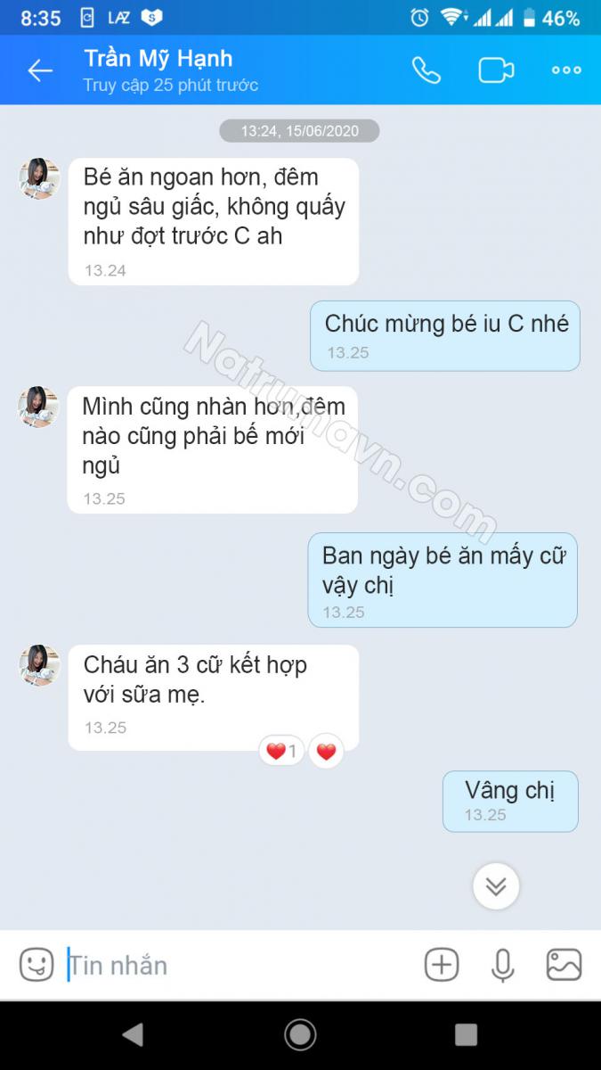Phản hồi sữa non Natrumax Newborn